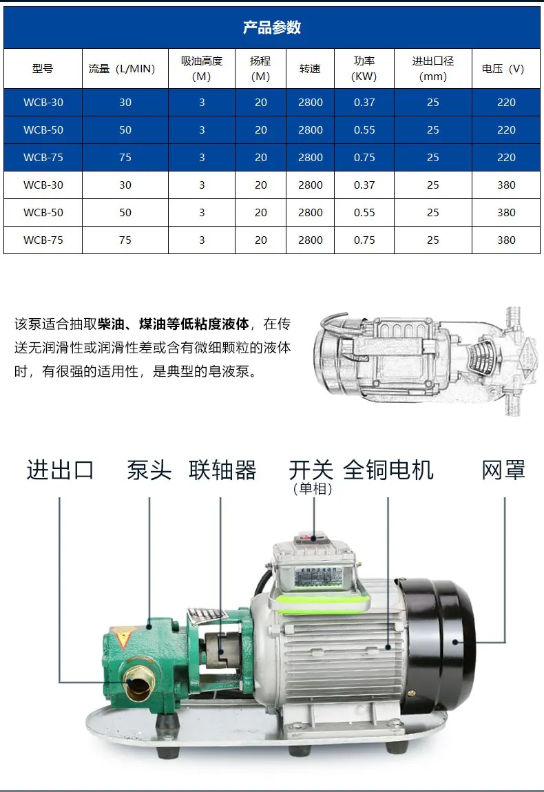 WCB齿轮油泵